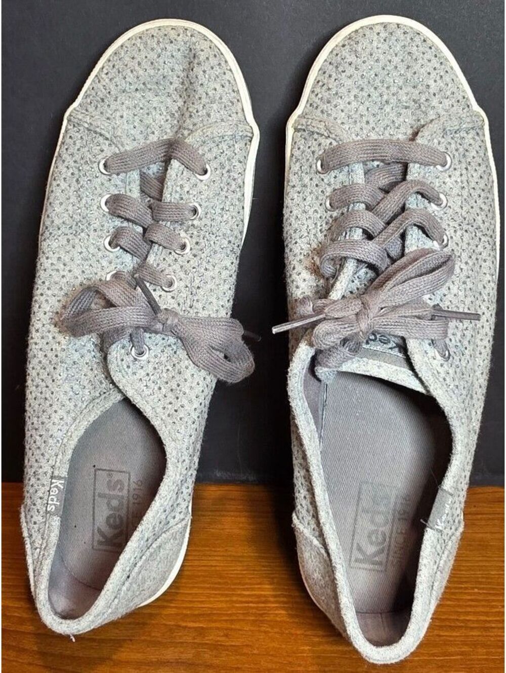 Keds Gray Dotted Canvas Sneakers – Women's Size 8.5, Gently Used